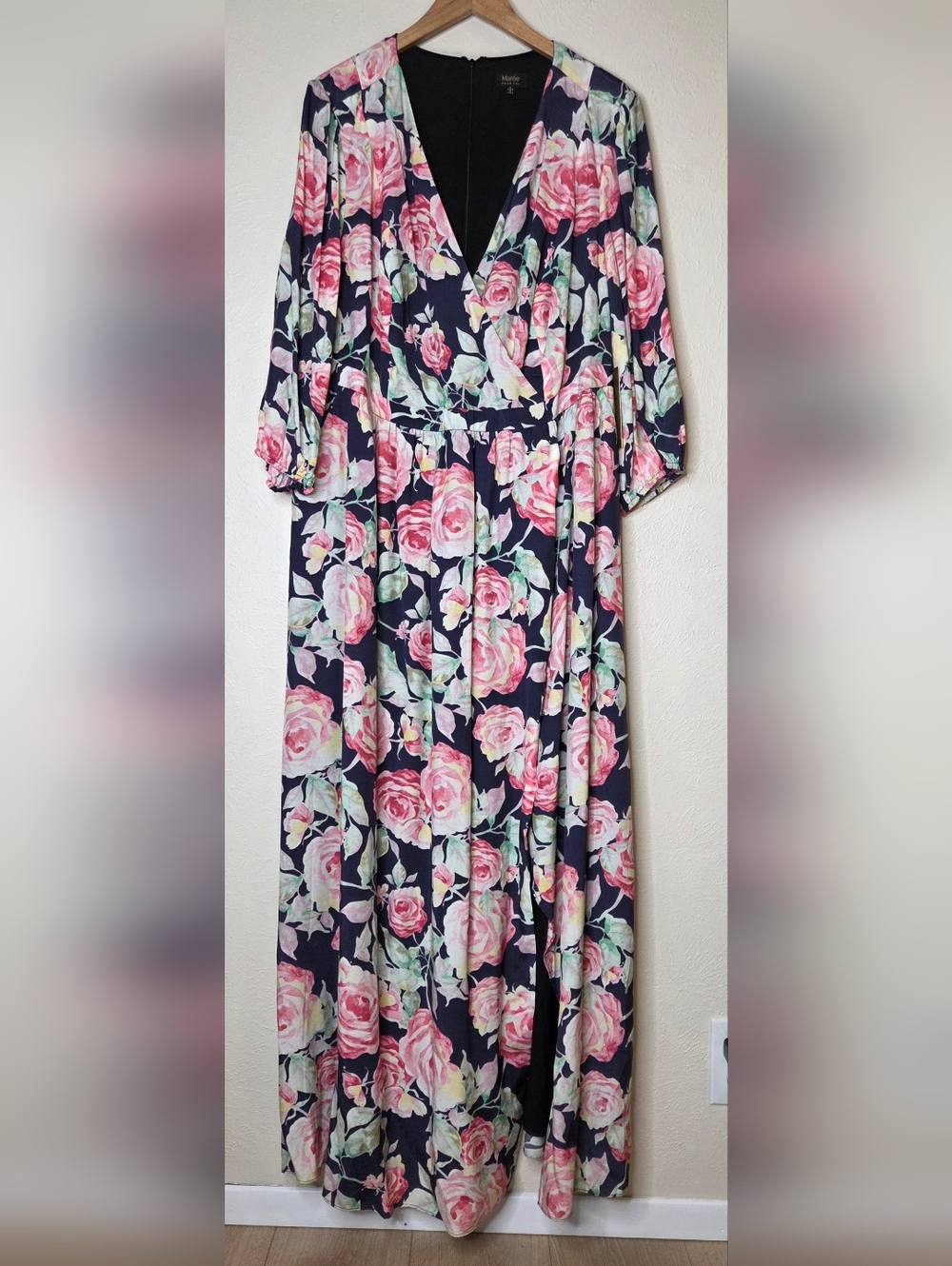 Marée Pour Toi Floral Maxi Dress Size 18 NWT Navy Pink Roses Lined Cottagecore